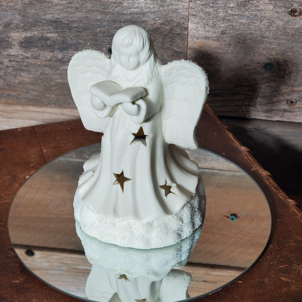Hermitage Pottery Jade Angel Candle Burner Figurine #2